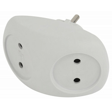 Разветвитель Эра электрический 10А SPx-2-W на 2 розетки без заземления белый