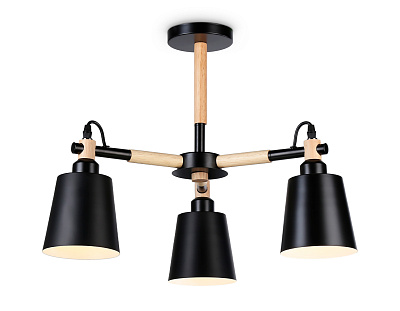 Люстра Ambrella TR82206/3 BK/LWD черный/светлое дерево E27/3 max 40W D560*430