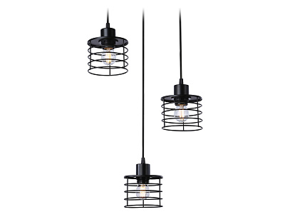Светильник подвесной Ambrella TR8081/3 BK в стиле лофт черный E27*3 max 40W D372*1170***