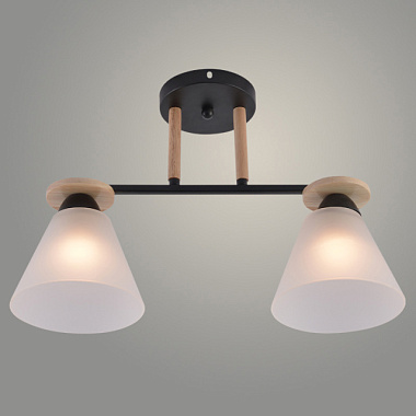 Люстра Росток XA1630B/2 BK+WOOD черный/дерево 2*60W E27 d455 h295 HN25 988391306
