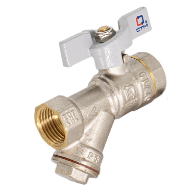 Кран шаровой СТМ Стандарт с фильтром бабочка 1/2" CWFFFB12