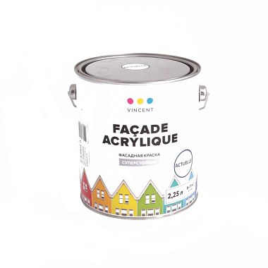 Краска Vincent F-2 база А фасадная акрилатная матовая 2,25 л 091-046