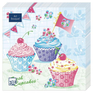 Салфетки Art Bouquet Пирожные 20 листов 3-х слойные 33 см