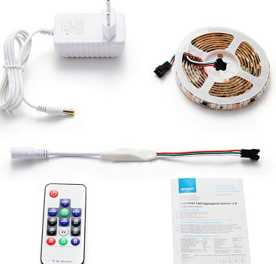 Комплект светодиодной ленты Apeyron 12V 14,4W 60Led IP65 RGB 2м 10мм бел 5050 84ЦЛ