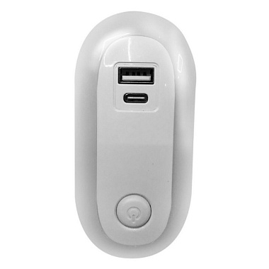 Светильник-ночник Camelion NL-267 светодиод с функцией заряда USB+Type-C 220V пластик белый 889209
