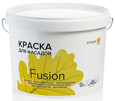Краска Simple Фьюжен База А водно-дисперсионная для фасадов 9 л 615-013